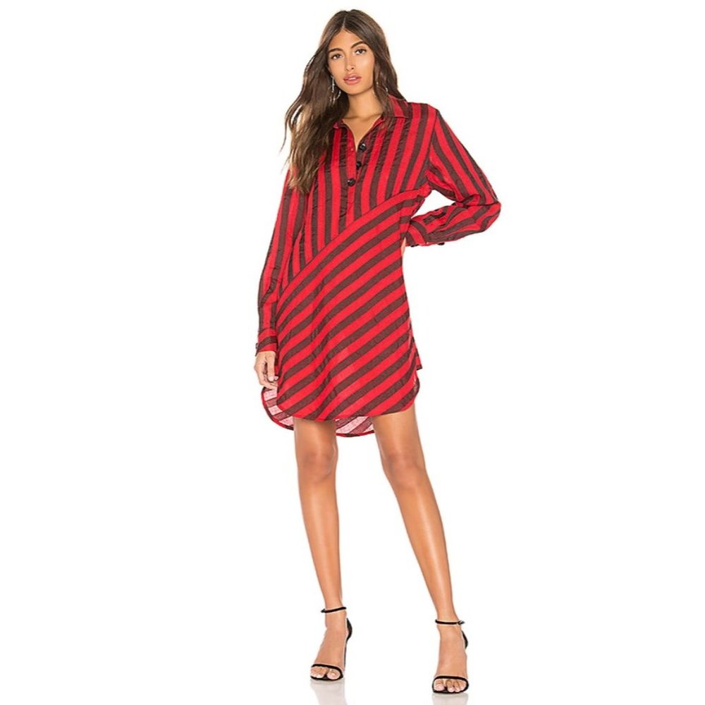 REVOLVE Bold Red and Black Striped Long Sleeve Dress